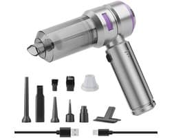 4-in-1 Draadloze Handstofzuiger met 22.000 Pa Zuigkracht, Auto Stofzuiger, Stofblazer en Opblaasfunctie voor Thuis en Auto - Zakloos Ontwerp met HEPA Filter