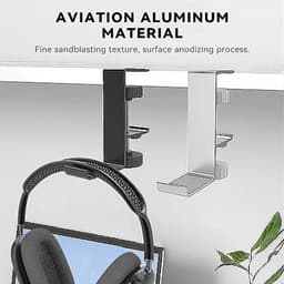 Hoofdtelefoonhouder Aluminium Standaard - Gaming, Onder Bureau, Klem, Zilver — thumbnail 4