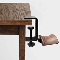 Hoofdtelefoonhouder van Walnoot Hout met Klem voor Onder Bureau — thumbnail 2