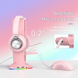 4-in-1 Hoofdtelefoonstandaard met RGB-verlichting en USB-poorten - Gamingaccessoires voor Desktop — thumbnail 2
