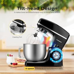 7.5 Quart 660W 6-Speed Stand Mixer - Zwart — thumbnail 2