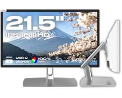 JAPANNEXT Touchscreen Monitor Wit 21.5" IPS Full HD (1920x1080) met verstelbare arm | JN-IPS2152FHDR-C65W-FLD-T