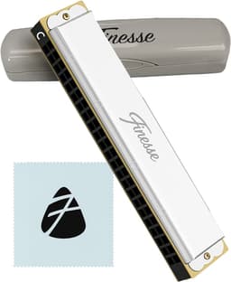 Finesse Mondharmonica - C Majeur - 24 Gaten - met Case - voor Volwassenen & Kinderen - Zilver — thumbnail 1