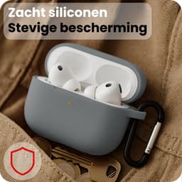 Hoes - Geschikt voor Apple Airpods Pro 3 - Siliconen Hoesje met Clip - Silicone Case Cover - Grijs — thumbnail 4