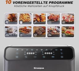 9L XXL Heteluchtfriteuse met Digitaal Led-Touchscreen - 2000 Watt, 10 Vooraf Ingestelde Programma's, Instelbare Temperatuur en Transparant Kijkvenster — thumbnail 3