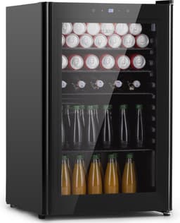 Klarstein Drankkoeler minikoelkast met glazen deur en ledverlichting, minikoelkast voor op de kamer, kleine met 4 uitneembare schappen, kleine koelkast 115 liter, koelkast voor binnen en buiten, stil, 0-10 °C - Drankkoelkast - voor Bar - Touch — thumbnail 1