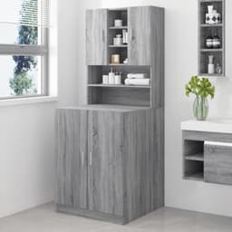 Wasmachine ombouw - Kast - Opbouwmeubel - Verhoger - Wasmachine meubel - Opbergkast - Hout - Grijs Sonoma — thumbnail 2