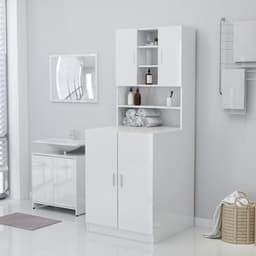 Wasmachine ombouw - Kast - Opbouwmeubel - Verhoger - Wasmachine meubel - Opbergkast - Hout - Wit — thumbnail 3