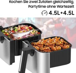 XXL Heteluchtfriteuse met Dubbele Kamer - 9 Liter, 2600W, 8 Vooraf Ingestelde Programma's — thumbnail 5
