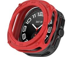 By Qubix - TPU Harnas case (open front) - Rood - Geschikt voor Samsung Galaxy Watch Ultra / Ultra 2025 47mm