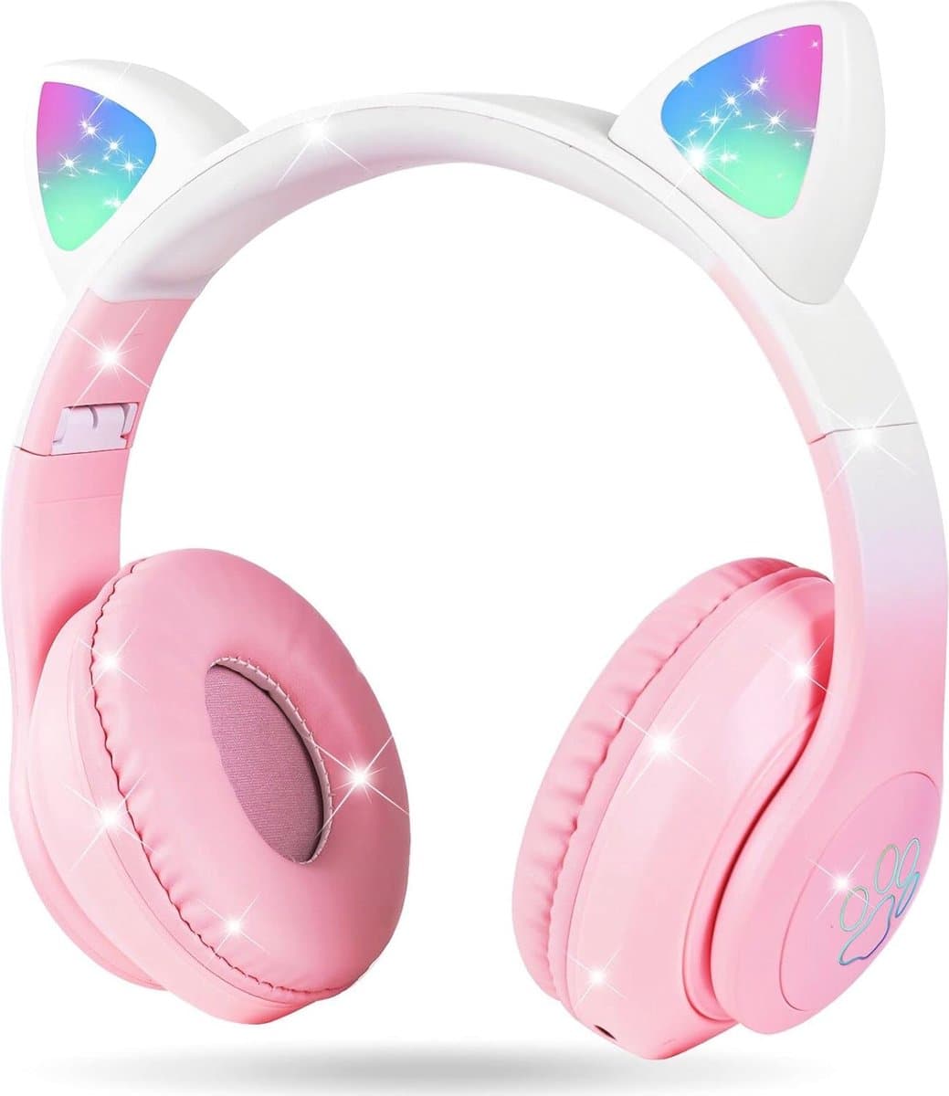 Bluetooth Hoofdtelefoon voor Kinderen met Kattenoren - Draadloos en Bedraad, HD Stereo Geluid, 10 uur Speeltijd, Veiligheidsvolumebegrenzing — afbeelding 1