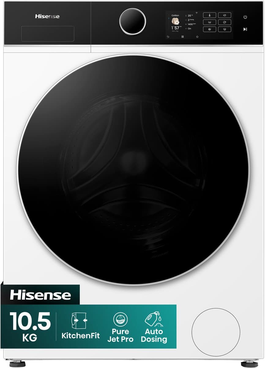 Hisense WF5I1045BWQ Wasmachine - Voorbelading - 10,5 kg - 1400 RPM - Wit - A-klasse - ConnectLife - Quick Wash - Pure Jet - iFit - iPlay - Trommelverlichting — afbeelding 1