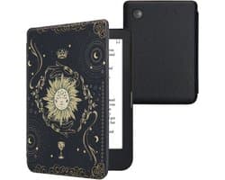 kwmobile e-reader hoesje geschikt voor Kobo Clara 2E hoes - E reader flip case met magnetische sluiting - Ereader cover - Tarotkaart design in donkerblauw / geel / zwart