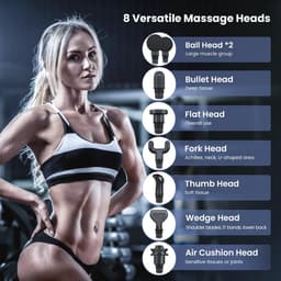 Draagbaar Spiermassagepistool met Diepe Weefselmassage, 30 Snelheden en 8 Massagekoppen – Ontspan en Herstel Spieren Effectief — thumbnail 4