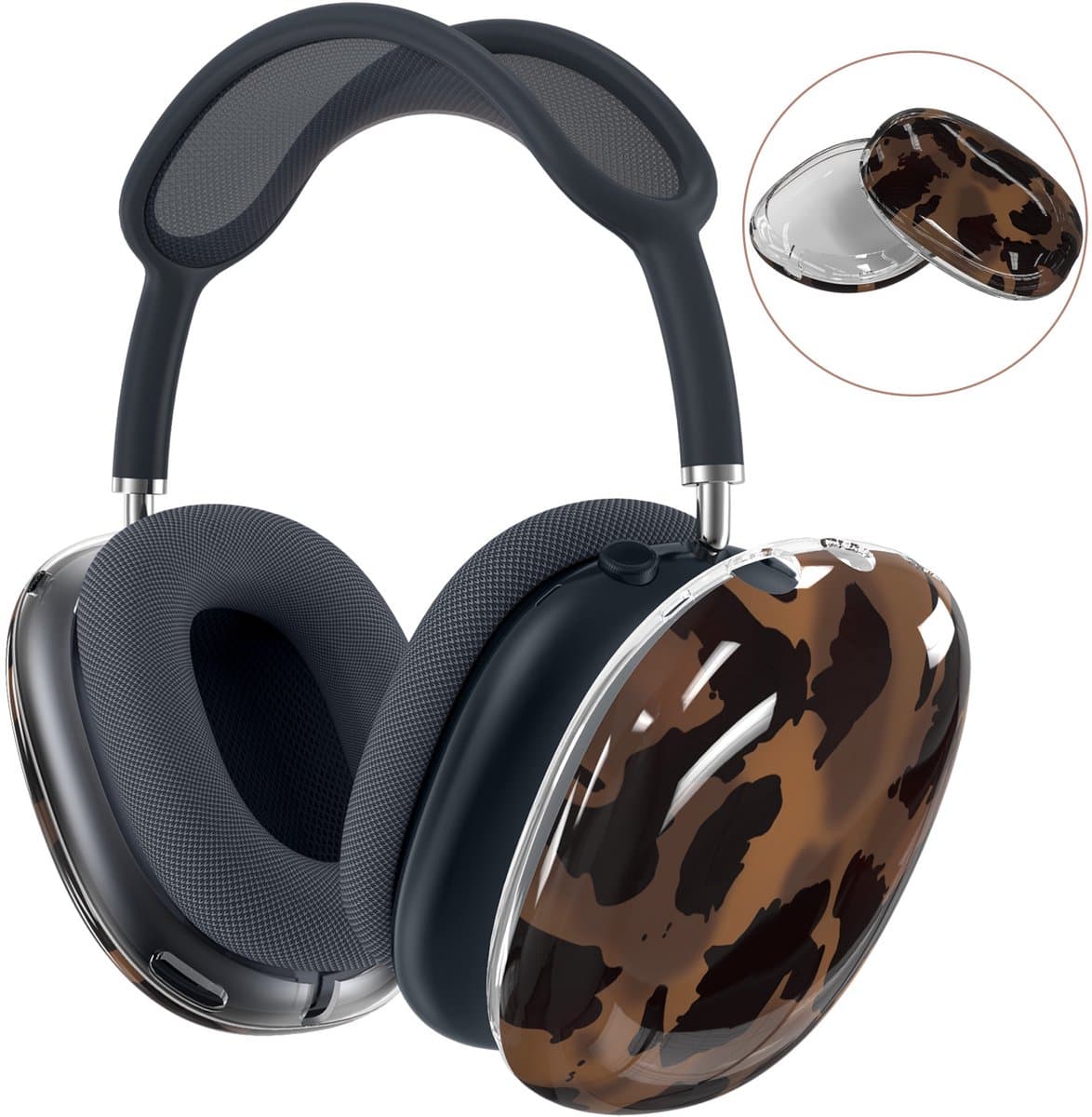 MMOBIEL Beschermhoes voor AirPods Max Hoofdtelefoons – Zachte TPU Oorschelpen Beschermhoes – Anti-Kras Beschermende Cover – Bruin Schildpadpatroon — afbeelding 1