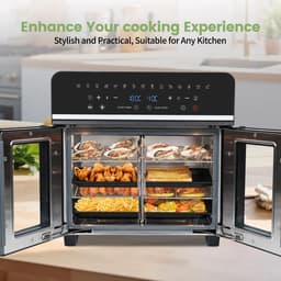 Heteluchtfriteuse – Airfryer - Airfryer Oven XXL - 23L - Dubbele Lades - 2200W - 240V - LED Touchscreen – 15 Programma’s - Kijkvenster - Zwart — thumbnail 2