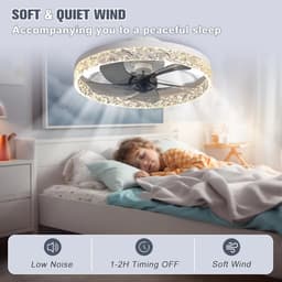 CL CHLIN® Round 50cm wit – Dimbare Plafondventilator met Lamp en Afstandsbediening – Zomer/Winterstand – Plafondlamp met Ventilator – Warm & Koud Licht – Stil Design — thumbnail 5