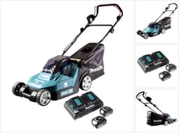 Makita DLM 432 PM2 accu grasmaaier 36 V ( 2x 18 V ) 43 cm borstelloos + 2x accu 4.0 Ah + dubbele lader — thumbnail 1