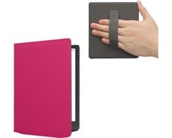 kwmobile flip cover geschikt voor Pocketbook InkPad 4 / Color 3 / Color 2 / Vivlio InkPad 4 / InkPad Color 3 - Case met magnetische sluiting en handvat - Hoes voor e-reader in neon roze - design