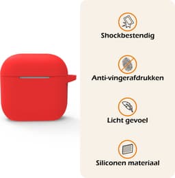 Hoesje - Geschikt voor Apple AirPods 4 / 5 - met Clip - Siliconen Hoes - Silicone Case Cover - Rood — thumbnail 3