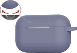 Hoesje - Geschikt voor Apple AirPods Pro 2 - met Clip - Siliconen Hoes - Silicone Case Cover - Grijsblauw — thumbnail 4