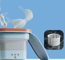 Opvouwbare wasmachine - 45 liter grote capaciteit - draagbare mini-wasmachine met 3 afgiftesnelheden - blauw — thumbnail 2