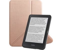 Hoes Geschikt voor Kobo Clara BW - E-reader Bescherm Hoesje Case Sleep Cover Trifold - Hoes Geschikt voor Kobo Clara BW Hoesje - Rosé Goud