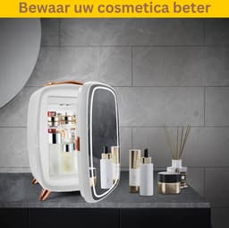 Skincare Fridge 4L - Organizer met Hollywood Spiegel met Verlichting - Make up Koelkast - Beauty Fridge - Wit — thumbnail 5