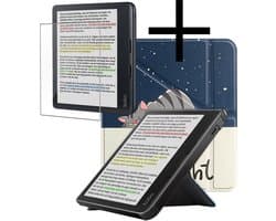 Hoes Geschikt voor Kobo Libra Colour Hoesje Bookcase Cover Book Case Hoes Sleepcover Trifold Met Screenprotector - Kat