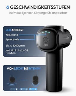 Massage Pistool 6 massagekoppen 3200 omw-min USB-C-aansluiting spiermassage gun zwart — thumbnail 2