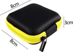 Oortjes Opberg Hoesje Voor Earphnes I Case Voor In-ear koptelefoon I Oortyejs Case | Headphone Organizer | Opbergcase Laadkabels I Zwart/Geel — thumbnail 2