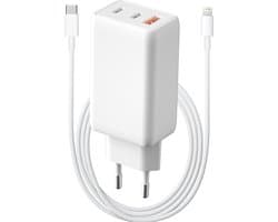 Next-Gen 3 in 1 USB C Snellader + Geschikt voor iPhone - USB C Snellader Kabel - 3 Meter - 65W GaN Technologie