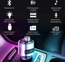 MMOBIEL Bluetooth FM Transmitter Auto – Carkit FM Radio Adapter voor Handsfree Bellen – FM-Zender V5.0 Bluetooth Transmitter – Auto Oplader USB-A QC 3.0 — thumbnail 4