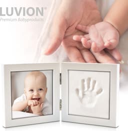 LUVION® Baby Fotolijstje met Klei Afdruk (Gipsafdruk baby) - Hand & Voet Afdruk - Geboorte cadeau - Kraamcadeau jongen / Kraamcadeau meisje — thumbnail 2