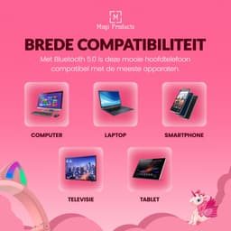 Mogi Products-Koptelefoon voor Kinderen-Eenhoorn-Unicorn-Hoofdtelefoon Kinderen -Kattenoortjes-Met Led-Kinder Headset-Bluetooth-Microfoon — thumbnail 3