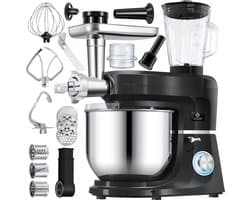 KESSER® 3 in 1 Keukenmachine Foodprocessor - Keukenmixer - Keukenrobotor K-KM 3000 met Kneder Multifunctionele Mixer 5,5 L Kom met 3 Menggereedschappen 1,5 L Sapcentrifuge Worstset Pasta & Koekjesvormen - Zwart
