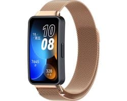Milanees Smartwatch bandje - Geschikt voor Huawei Band 8 / Huawei Band 9 / Huawei Band 10 Milanese band - rosé goud - Strap-it Horlogeband / Polsband / Armband