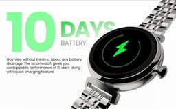 HiFuture Aura Smartwatch dames, 1,08 inch roestvrijstalen AMOLED-display, Stappenteller, Hartslagmeter, polshartslagmeter, echte Sp02-sensoren, IP68 waterdicht, activiteitenteller, magnetische lading compatibel met Android en iOS, kleur (Goud) — thumbnail 5