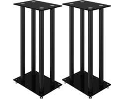 vidaXL - Luidsprekerstandaards - 2 - st - 4 - pijlers - gehard - glas - zwart