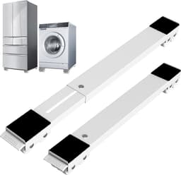 Wasmachineonderstel met rem Verplaatsbare verstelbare plank voor wasmachine droger Koelkastbelasting 300kg wit — thumbnail 1