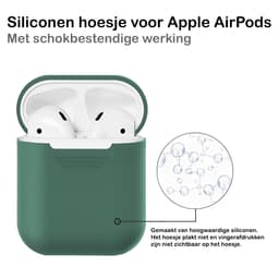 Hoesje - Geschikt voor Apple Airpods 2 - Siliconen Dun Met Clip - Case Cover - Silicone Hoes - Midnight Green — thumbnail 3