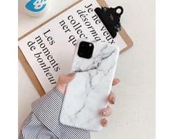 Iphone 11 Telefoonhoesje - Iphone 11 Hoesje Marmer - Wit - Shockproof - Marmerprint - Marble - WP Phone