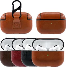 Airpods Pro hoesje luxe leer look - Zwart lederen beschermcase — thumbnail 2