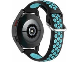 By Qubix - Geschikt voor Garmin bandje - Siliconen sportbandje met gesp - Zwart + blauw - Geschikt voor Garmin Vivoactive 6 / Vivoactive 5 / Vivoactive 3 - Smartwatch bandje 20mm