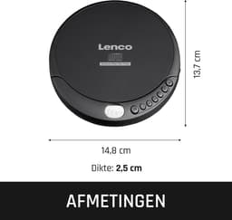 Lenco CD-200 Discman - Draagbare CD-MP3 Speler met Anti-Shock bescherming - Zwart — thumbnail 3