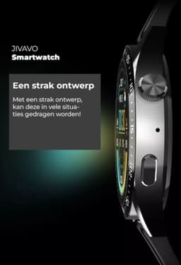 JIVAVO Smartwatch - HD - Bluetooth - Stappenteller - Bloeddruk - EGS - Muziek - Fitness - Slaapritme - Timer & Stopwatch - Waterproof - Sport - Draadloos opladen - Bericht - Horloge -Voice Assistant - Full Touch & Knoppen - Korting - Watch Men Zwart — thumbnail 4