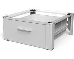 Vonia Wasmachine Verhoger - Wasmachine Verhoger met lade - Wasmachine Sokkel - Wasmachine Kast - Wasmachine ombouw - 63x54x31 - Wit