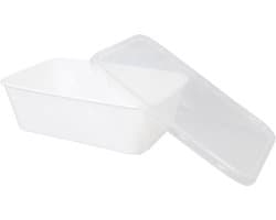 PP Magnetron Bakjes / Microgolfoven rechthoekig. 750 ml. met deksel. wit per 100 stuks