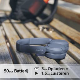 Sony WH-CH520 Draadloze Bluetooth-koptelefoon - tot 50 uur batterijduur met snelladen， on-ear stijl - Blauw — thumbnail 4