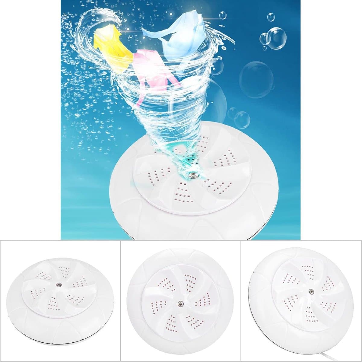 Mini Draagbare Ultrasone Turbo-wasmachine voor Huishoudelijk Wasgoed op Reis, USB-aangedreven 6W, 1KG Capaciteit, Geschikt voor Reisbureaus (Wit) — afbeelding 1